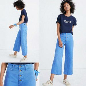 Madewell Emmett Wide Leg Crop Blue Pants Button 27